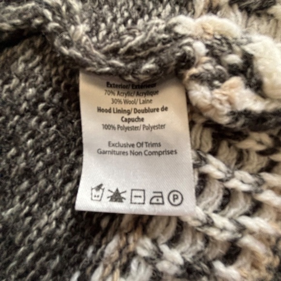 Cowichan full zip cardigan tunic length wool blend, lined hood Kids XL/Women's S - Picture 10 of 11